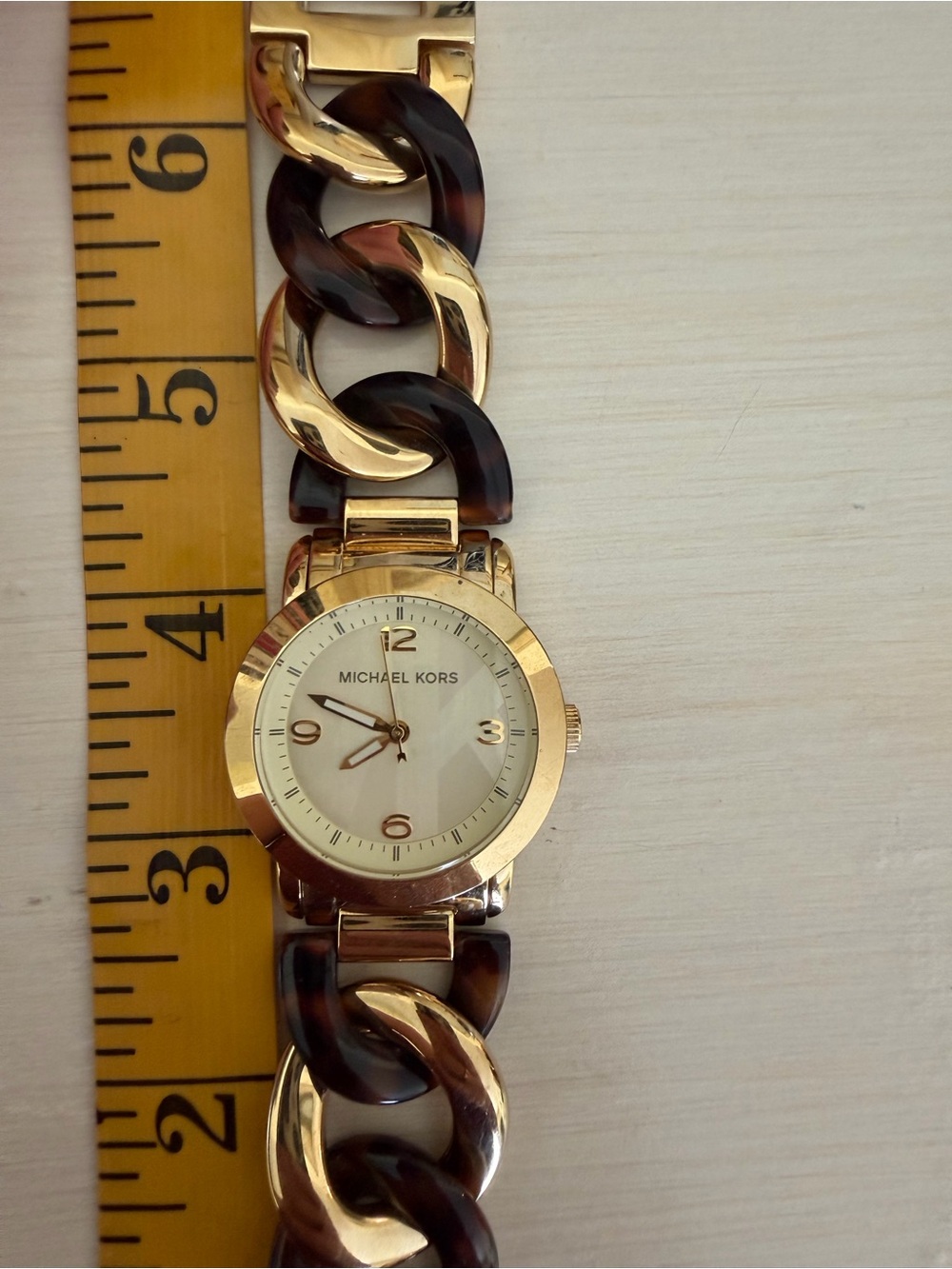 Michael Kors Gold and Tortoiseshell Link Bracelet Watch